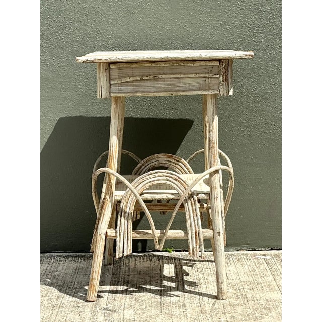 Vintage Primitive Wood Side Table For Sale In West Palm - Image 6 of 12