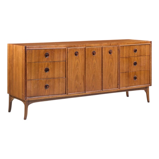 Kroehler Mid Century Rosewood and Walnut Lowboy Dresser For Sale