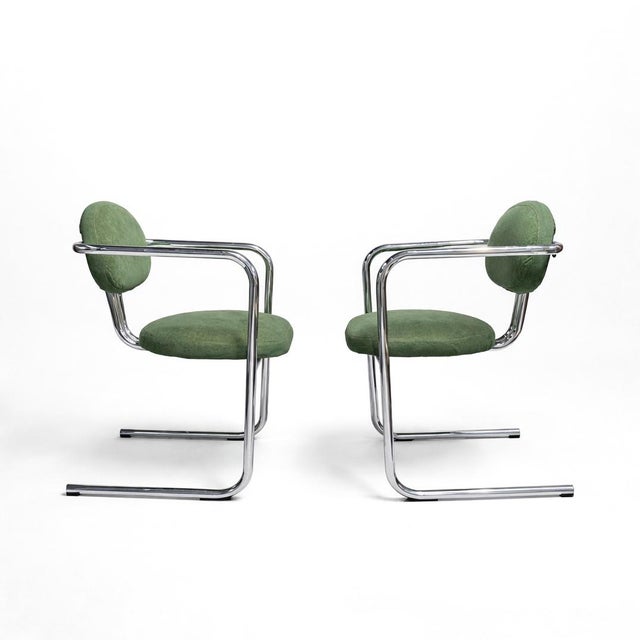 Bauhaus Space Age Chairs with Green Upholstery, 1970s, Set of 2 For Sale - Image 3 of 10
