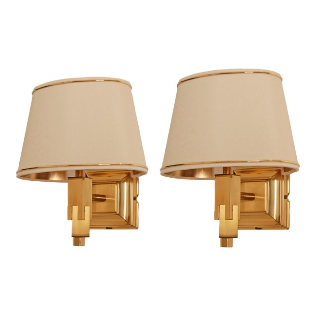 Art Deco Skyskraper Wall Lamps Mid Century Modern French Vintage Lamps - A Pair For Sale