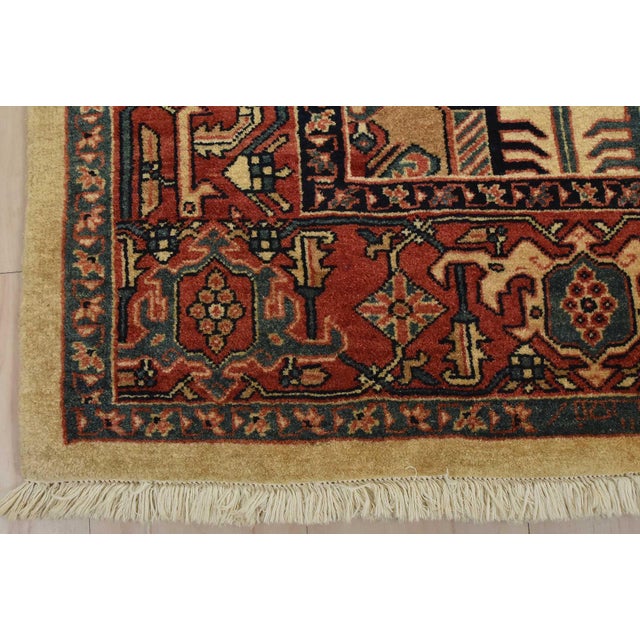 Fine Heriz Runner 3’2” X 10’7” Beige Wool Vintage Hand-Knotted Oriental Rug For Sale - Image 11 of 14