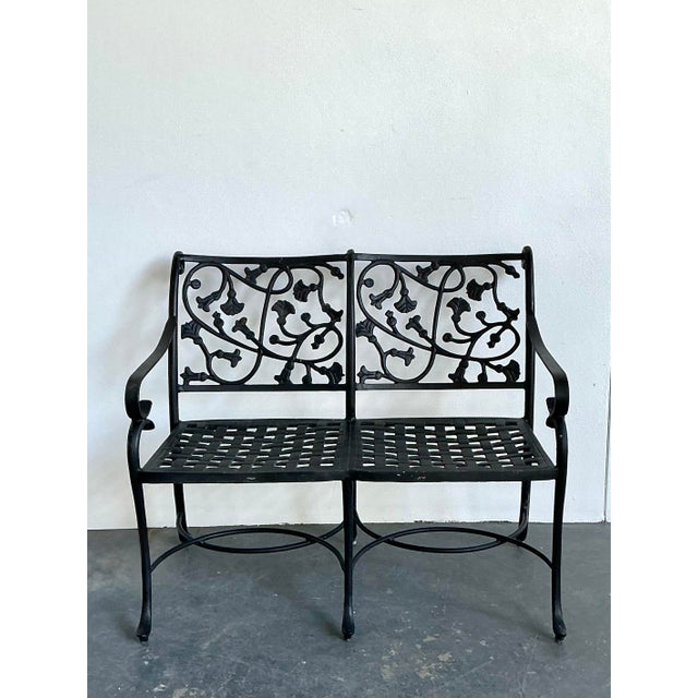 Vintage Wrought Iron Ivy Bench For Sale - Image 10 of 12