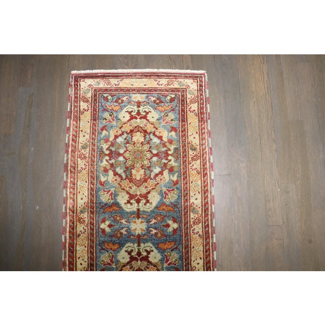 Blue Small Narrow Vintage Turkish Rug no. j5247 For Sale - Image 8 of 10