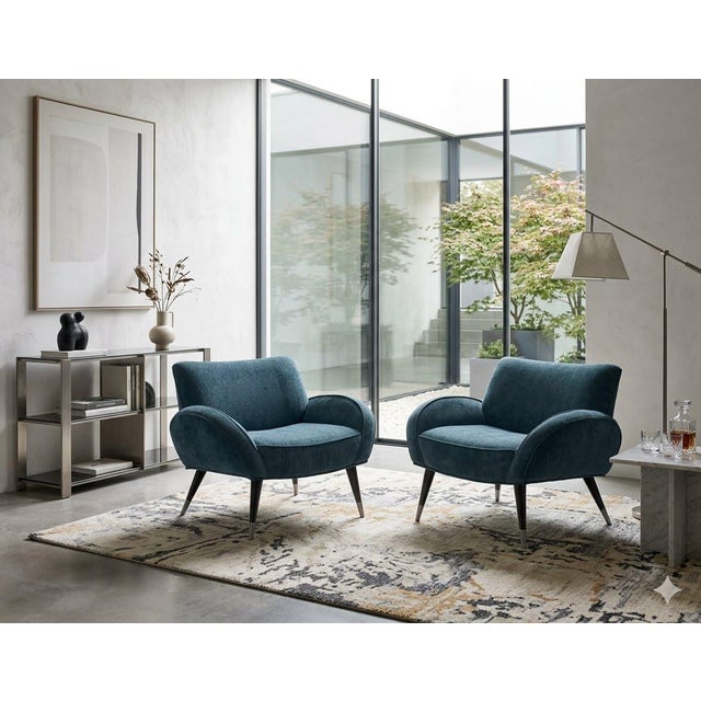 Pair of Italian Mid-Century Modern Sculptural Lounge Chairs, in the Style of Gio Ponti, Circa 1950s For Sale - Image 4 of 9