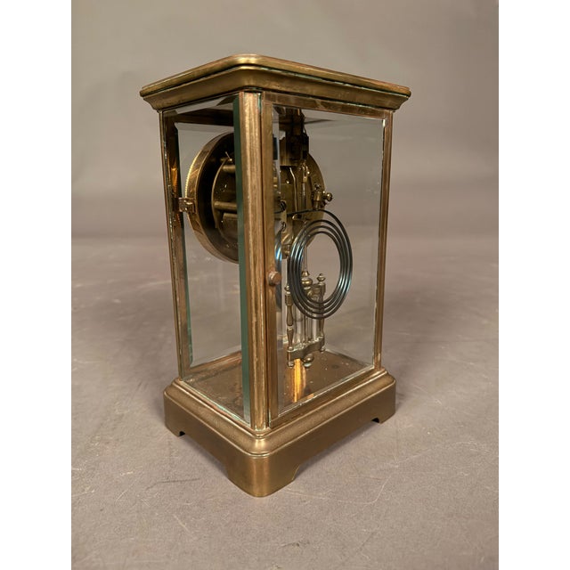 Late 19th Century French Crystal Regulator Clock With Brass Case, Circa 1890 For Sale - Image 11 of 17