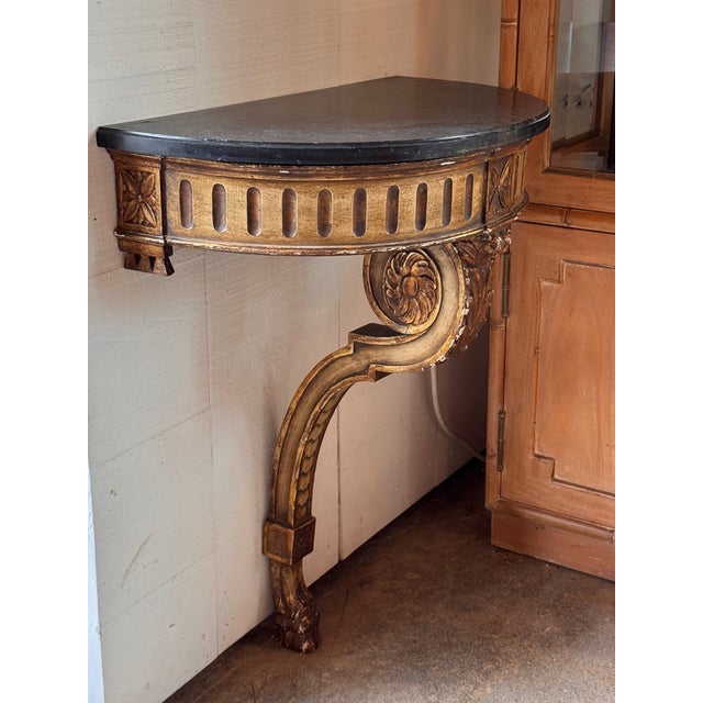 19th Century French Giltwood Console With Marble Top For Sale - Image 6 of 9