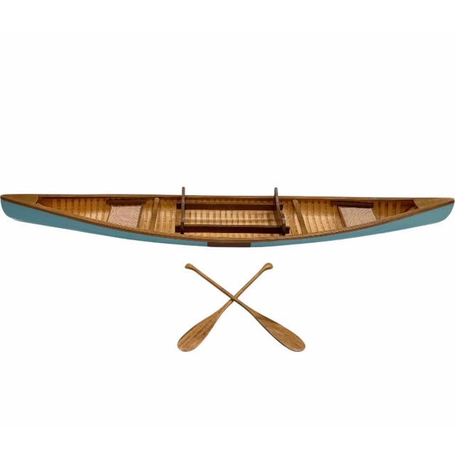 Vintage Vanderbilt Whitney Estate Decorative Canoe Boat Model W/Oars For Sale - Image 17 of 17