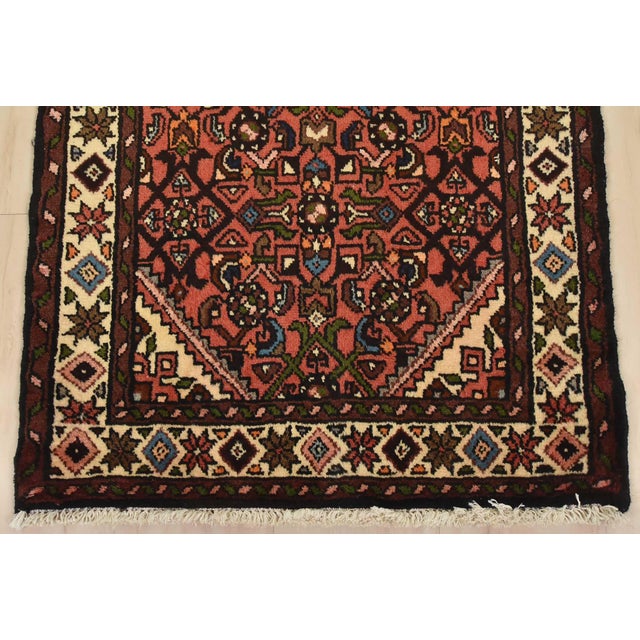 Hamedan Runner 2’4” X 9’7” Red Wool Vintage Tribal Hand-Knotted Rug For Sale - Image 10 of 13