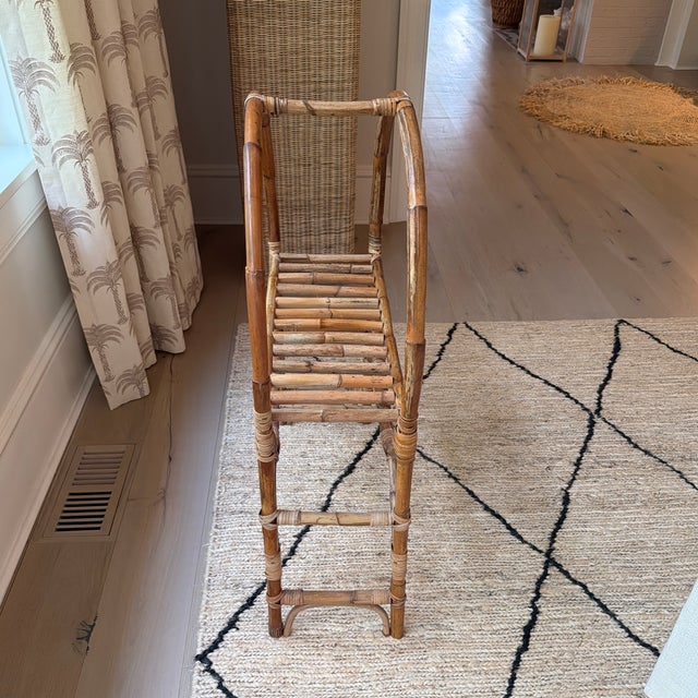 Tan Vintage Midcentury Bamboo/Rattan Circular Shelf Unit For Sale - Image 8 of 10