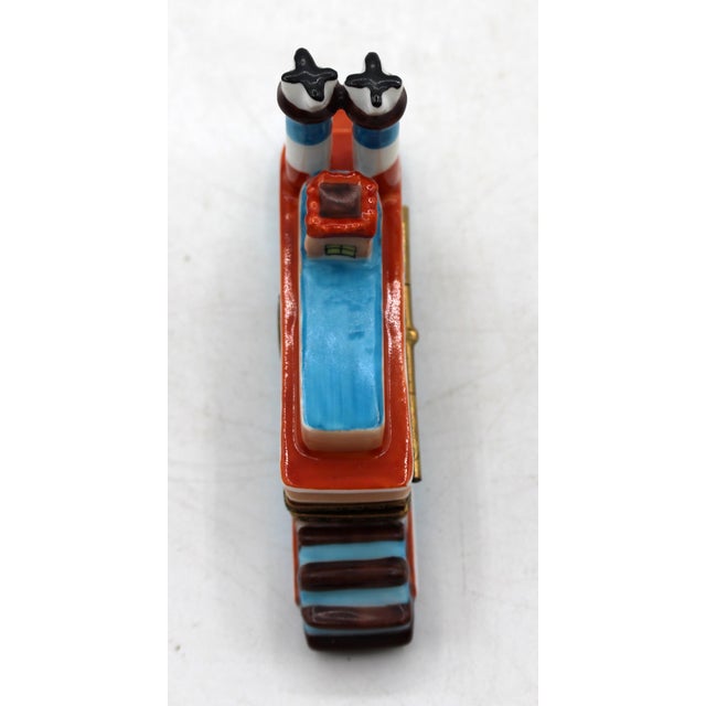 Late 20th Century Vintage French Limoges Porcelain New Orleans Steamboat Form Trinket Box For Sale - Image 5 of 8