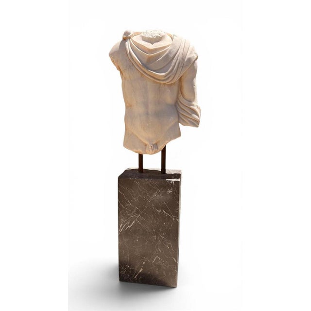 Greek Torso Sculpture on Base, 1950s, Marble For Sale - Image 6 of 7