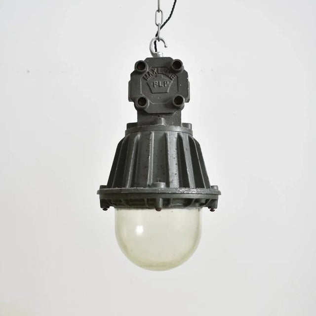 Black Vintage Industrial Pendant Light from Maxlume, 1940s For Sale - Image 8 of 8