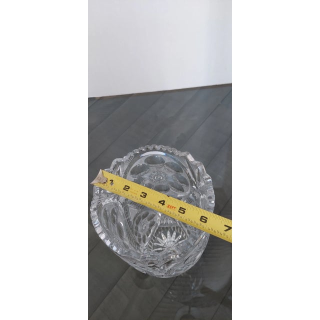 1960s 1960s Bohemia Lead Crystal Vase Ornately Cut With Stars and Thumbprints For Sale - Image 5 of 11