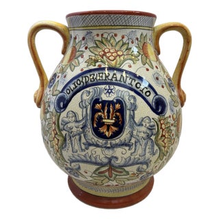 19th Century Italian Majolica Olive Oil Jar For Sale