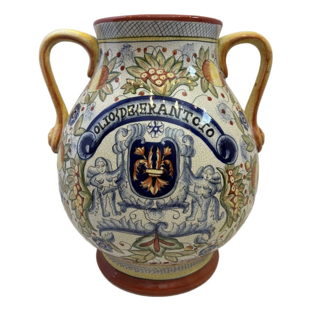 19th Century Italian Majolica Olive Oil Jar For Sale