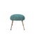 Elegant Italian footstool from the 1950s, featuring an oval form upholstered in blue fabric. The piece is supported by...