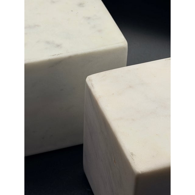 Eq3 Solid Marble Cube Bookends – Set of 2 For Sale - Image 4 of 4