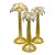 Mid 20th Century Signed Murano Italy Gold Fleck Glass Palm Tree Candlestick Candleholders- Set of 3 For Sale