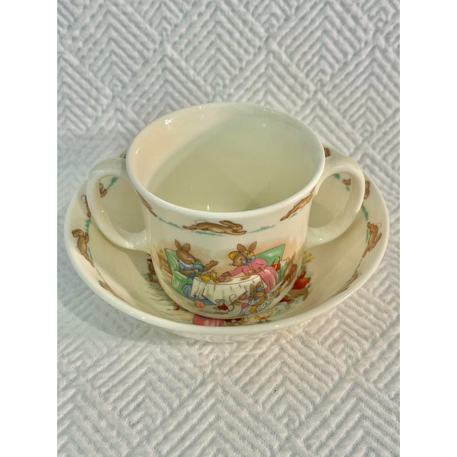 Ceramic Vintage Royal Doulton “Bunnykins” Cereal Bowl and Mug - A Set of 2 Pieces For Sale - Image 7 of 11