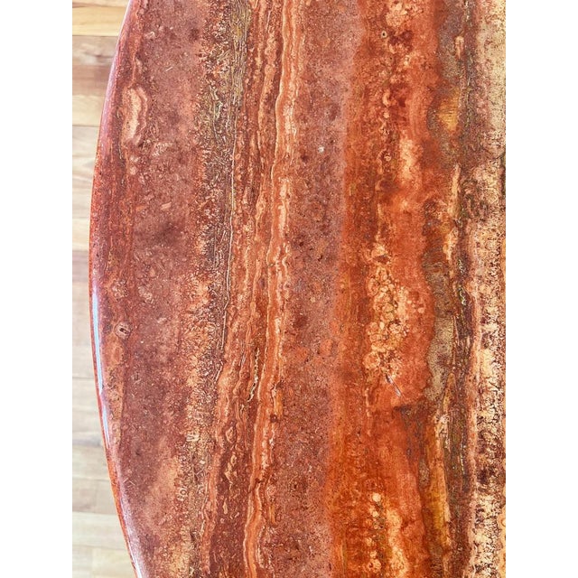 Postmodern Postmodern Travertine Salmon Dining Table with Pedestal Base by Angelo Mangiarotti, 1980s For Sale - Image 3 of 17