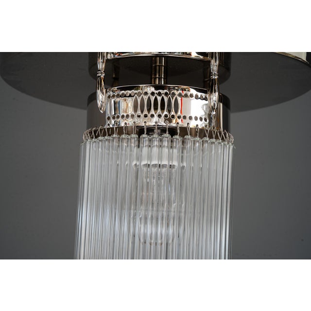 Art Deco Nickel-Plated Ceiling Lamp with Glass Sticks, Vienna, 1920s For Sale - Image 12 of 13