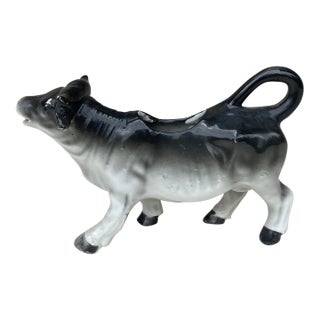 Porcelain White & Black Cow Creamer Circa 1930 For Sale