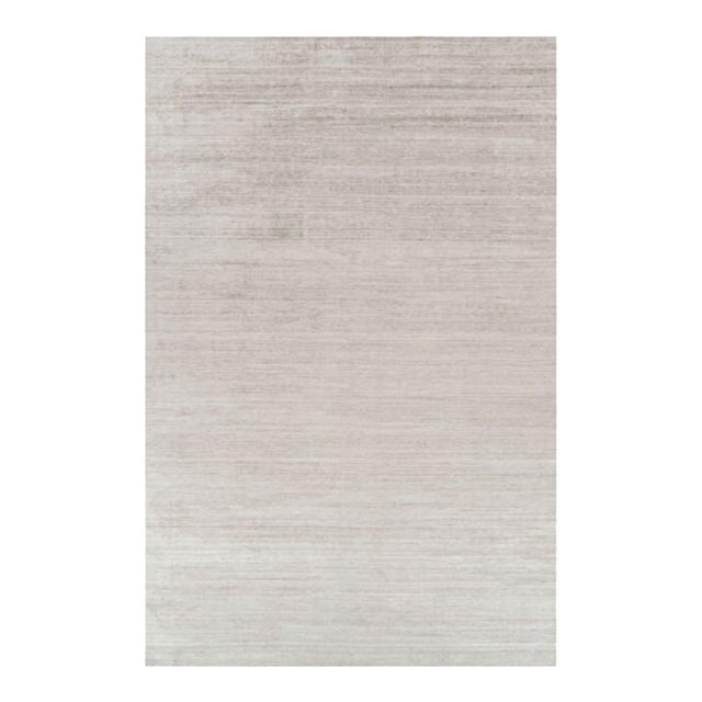 Rug & Kilim’s Oversized Textural Rug in Solid Taupe and White Tones and Striae - 11x17 For Sale