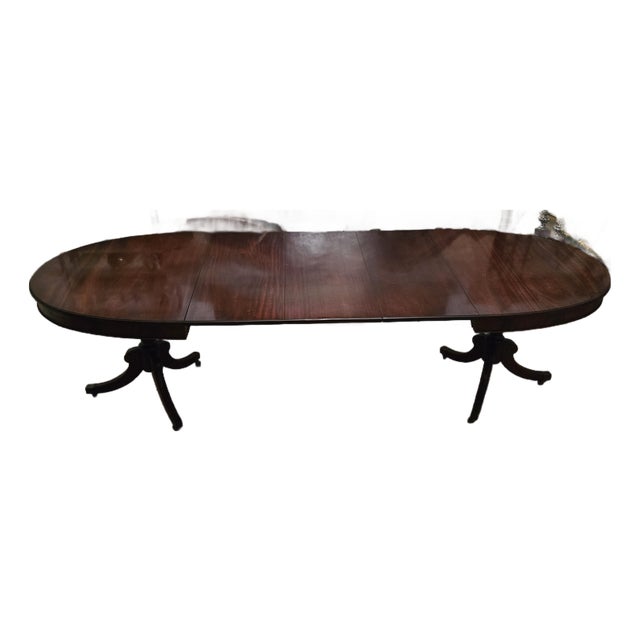 Mid Century Ethan Allen Style Vintage Grand Dining Table For Sale
