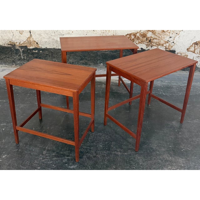 Set of Three Mid-Century Modern Teak Nesting Tables by Svante Skogh for Seffle, Sweden C. 1960s For Sale - Image 10 of 11
