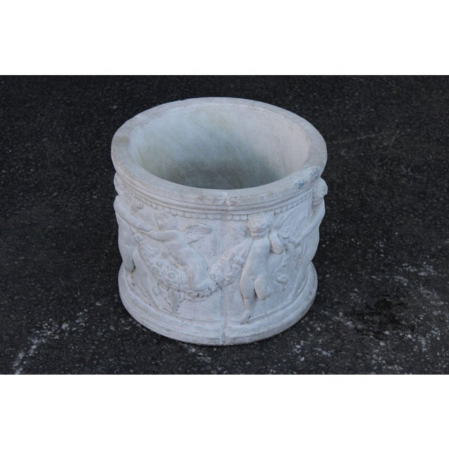 Classical Style Cherub Relief Cast Stone Garden Planter For Sale - Image 12 of 16
