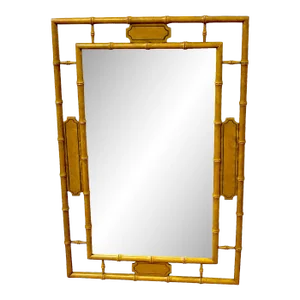 English Regency Style Faux Bamboo Saddle Lacquer Mirror