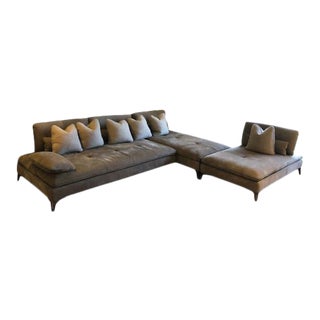 Roche Bobois Scenario Modular Suede Sofa For Sale