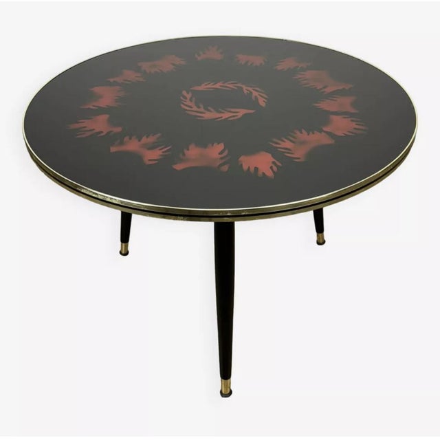 Glass and Wood Tripod Cocktail Table, 1950s For Sale - Image 9 of 9