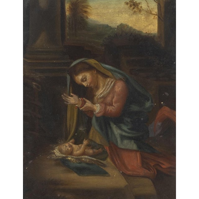 Baroque Antonio Allegri di Correggio, Adoration of the Child, 17th Century, Oil on Board For Sale - Image 3 of 6