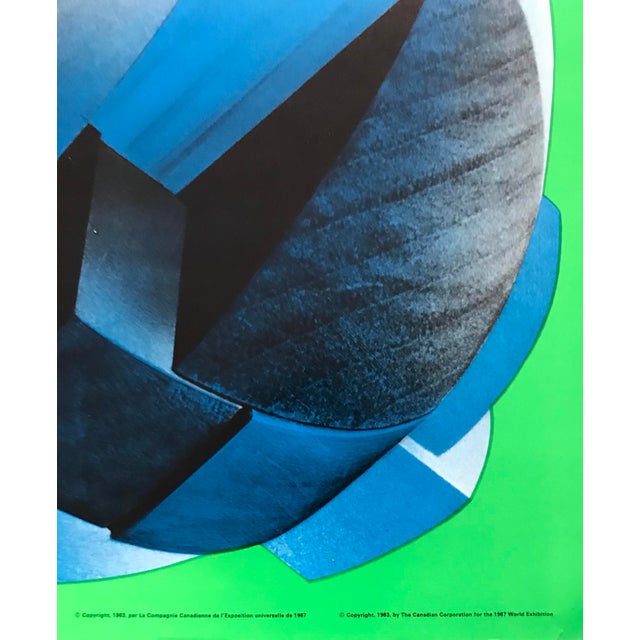 Mid-Century Modern 1967 Vintage Montreal Poster, Expo 67, Student Projects/Design Schools (Green) For Sale - Image 3 of 3