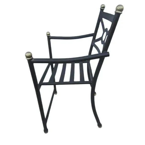 1980s Bistro Set Marble Table and Two Chair by Hampton Bay New Paint Black Metal, 3 Pieces For Sale In Naples, FL - Image 6 of 9