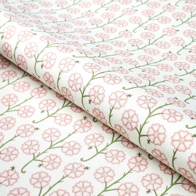 Schumacher x Neisha Crosland Gardenia Fabric in Rose For Sale