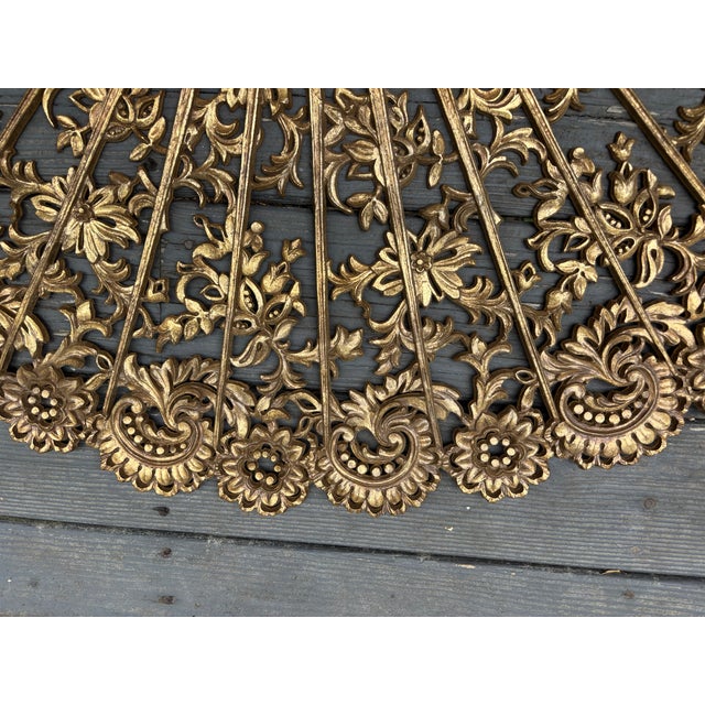 1960s Large Burwood Products Inc Chinese Peacock and Florals Wall Fan MCM Decor For Sale In Providence - Image 6 of 8