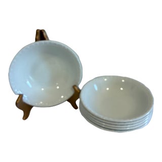 Vintage Wedgwood White Embossed Rim Bowls - Set of 6 For Sale