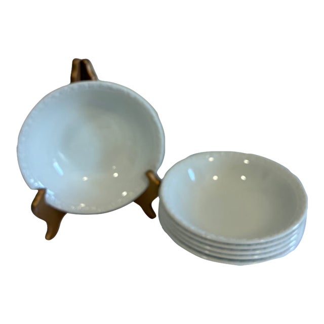Vintage Wedgwood White Embossed Rim Bowls - Set of 6 For Sale