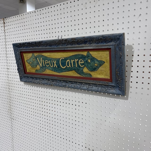 Folk Art 1970s Vintage Painted French Cat Folk Art Sign For Sale - Image 3 of 10