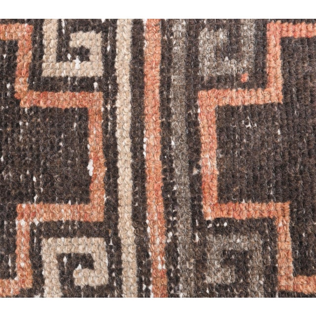 1960s Orange Geometric Turkish Hand-Knotted Runner Rug For Sale - Image 6 of 8