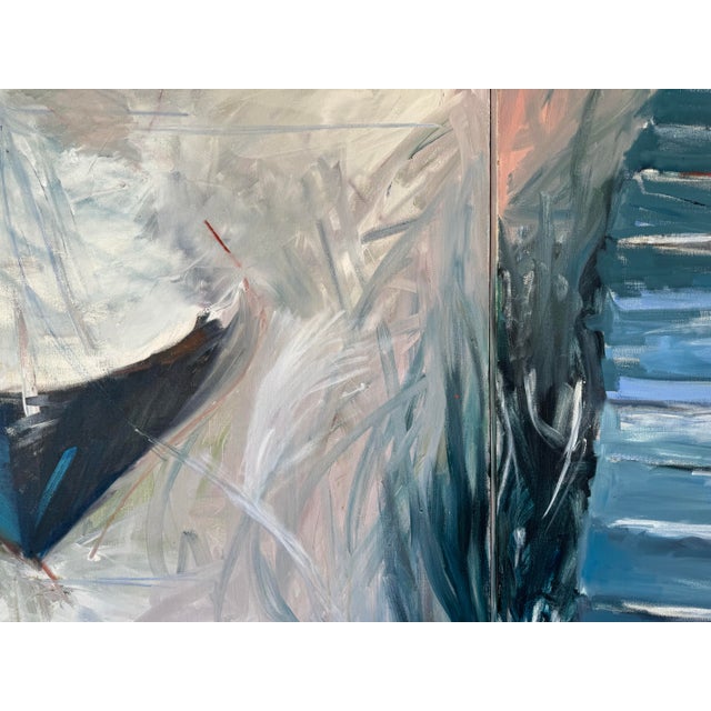 1989 Large - Vintage Impressionism Abstract Oil Painting, Signed For Sale - Image 9 of 12