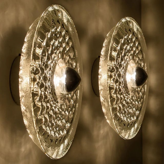 Metal Sculptural Glass and Chrome Wall Light from Peill & Putzler, 1970s For Sale - Image 7 of 14