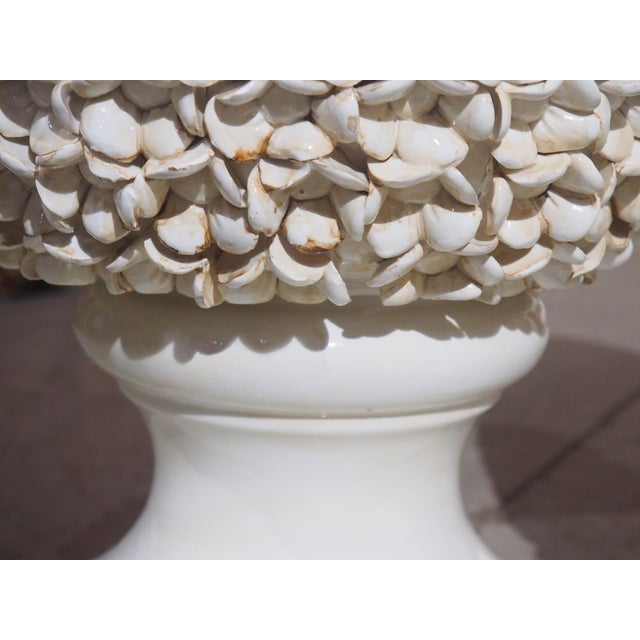 Pair of Tall Italian Pyramidal Creamware Topiaries, H-28 Inches For Sale - Image 15 of 18