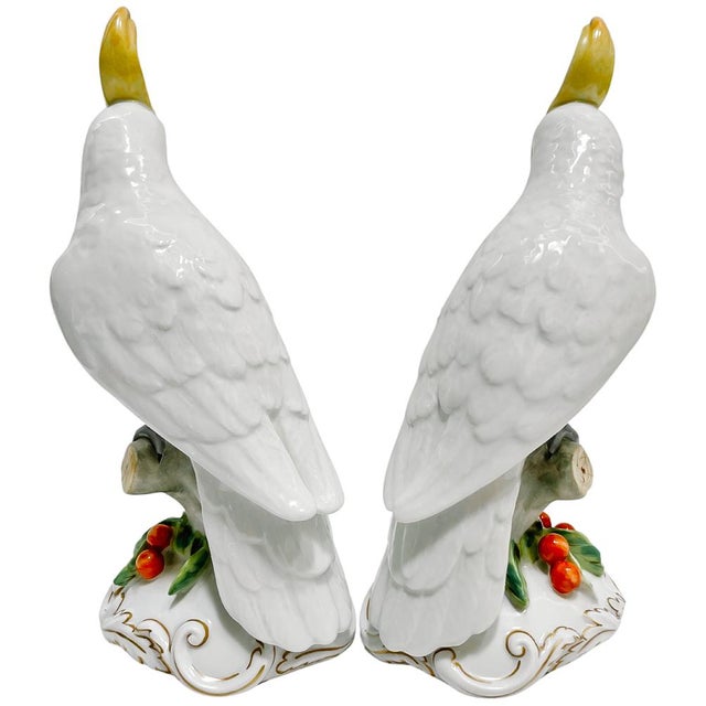Late 20th Century Vista Alegre Porcelain Cockatoo Parrot Figurines - A Pair For Sale In San Diego - Image 6 of 8