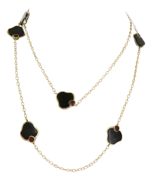 Garnet Black Coral 14k Yellow Gold Necklace 36"