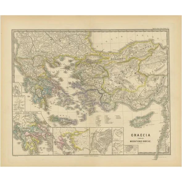 Map of Greece by Aeg, 1880 For Sale