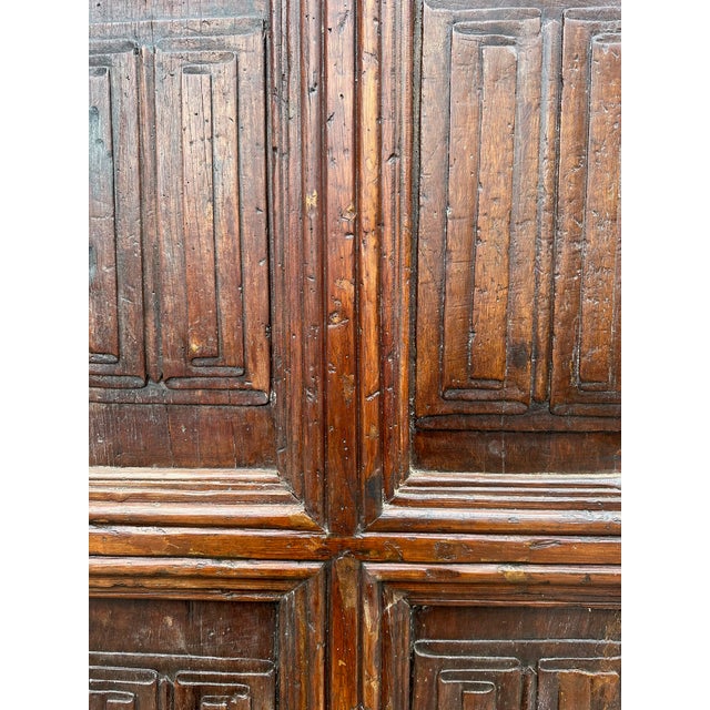 Antique Walnut Doors - European - Linenfold Design - A Pair For Sale - Image 9 of 10