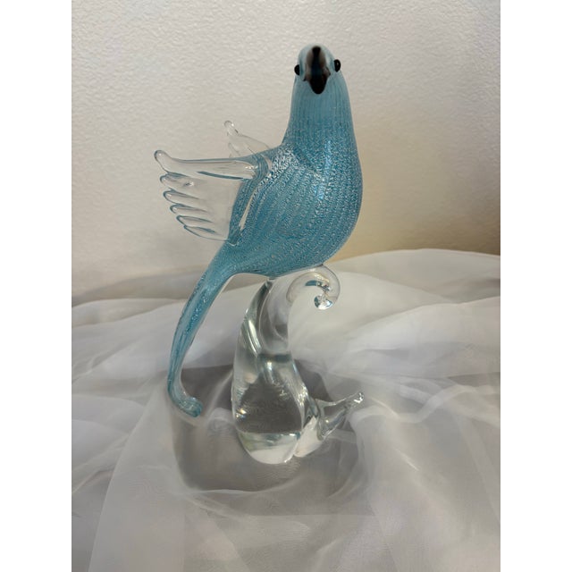 1960s Vintage Murano Fancy Blue Jay Hand Blown Glass Sculpture For Sale - Image 5 of 6